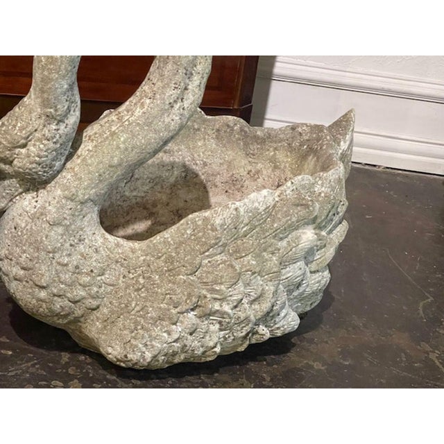 Sculpture Materials Pair of French Concrete Swan Planters For Sale - Image 7 of 8