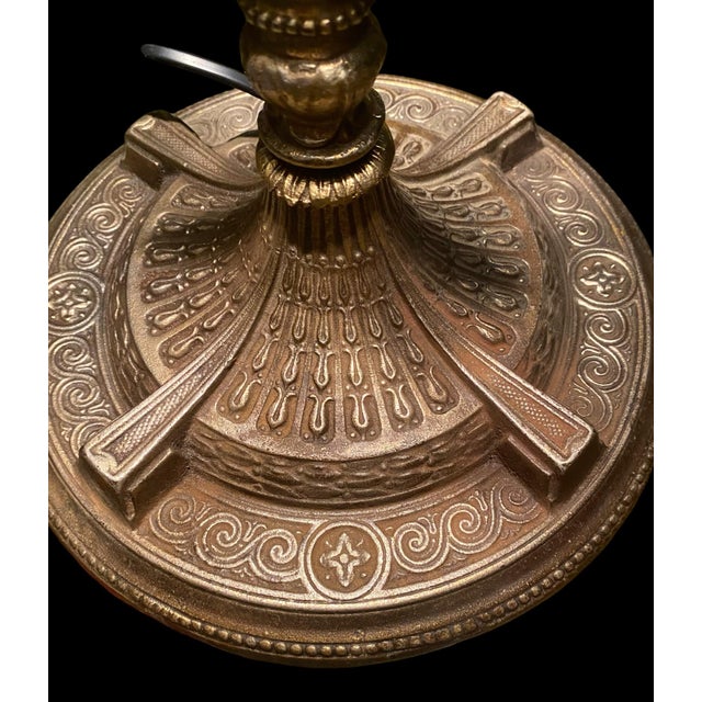 Antique Art Nouveau Table Lamp With Leaded Glass Shade, 1909 For Sale - Image 6 of 13