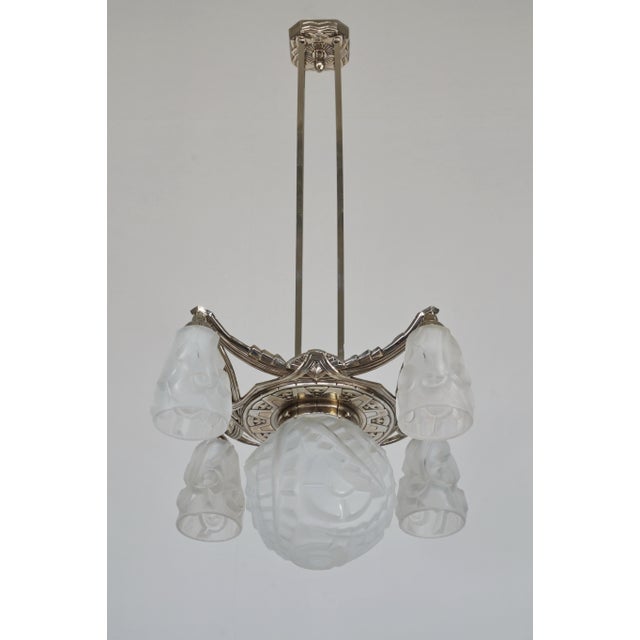 David Gueron Degue French Art Deco Chandelier by Degue 1930 France For Sale - Image 4 of 11