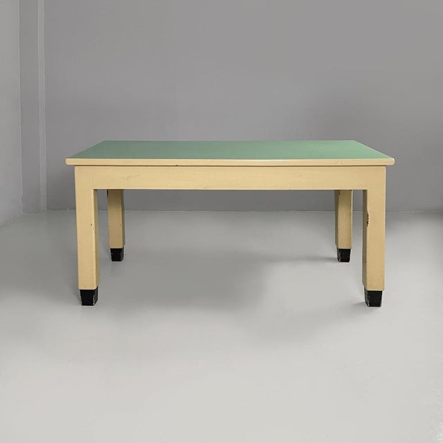 1940s Mid-Century Modern Italian Dining Table in White and Aqua Green Wood, 1940s For Sale - Image 5 of 18