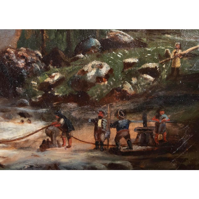 Green 19th Cen Norway Coastal Landscape Oil Painting in 1883 Gold Leaf Frame 19" X 26" For Sale - Image 8 of 8