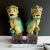 Antique Chinese Foo Dog / Guardian Lion Mustard and Green Figurines - a Pair For Sale - Image 4 of 12