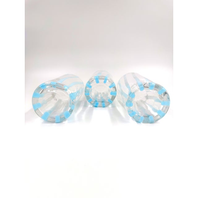 Alessandro Coppola Murano Art Glass Tumblers With Blue Ribbon Pattern - Set of 6 For Sale - Image 9 of 9