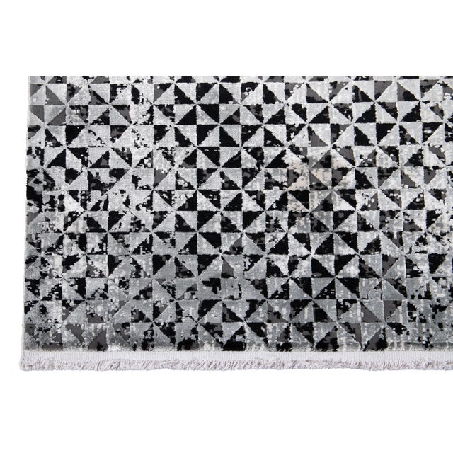 Gray Gray Modern Wool and Silk Rug With Abstract Design For Sale - Image 8 of 11