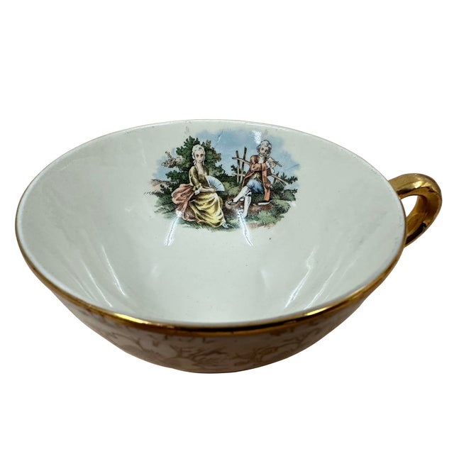 1940s Vintage Homer Laughlin Eggshell Georgian Tea Set, 22-Karat Gold Gilt For Sale - Image 5 of 13