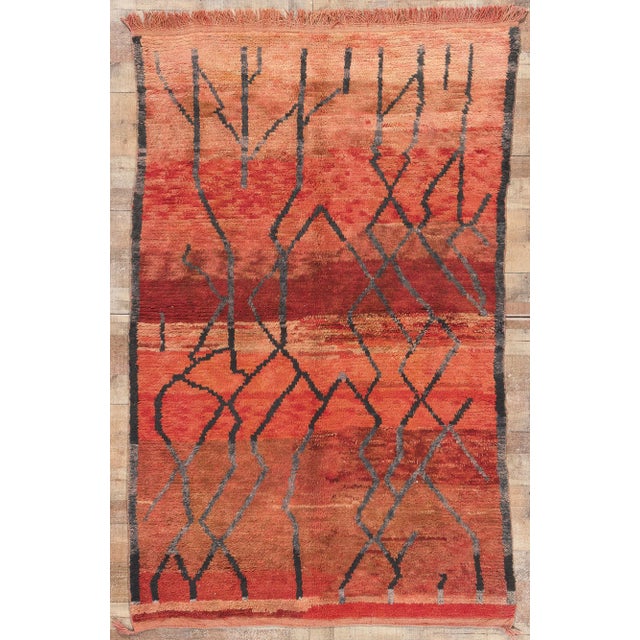 Vintage Red Talsint Moroccan Rug - 05'02 X 08'02 For Sale - Image 9 of 10