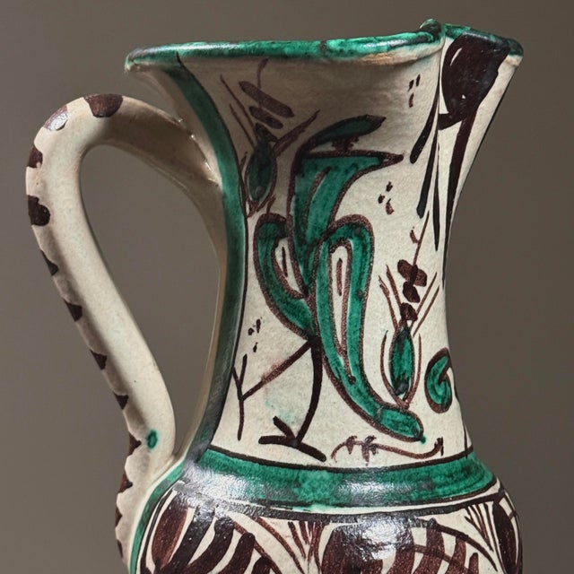 Vintage Original Mid-Century Folk Art Domingo Punter Hand Painted Pitcher Signed For Sale - Image 4 of 6