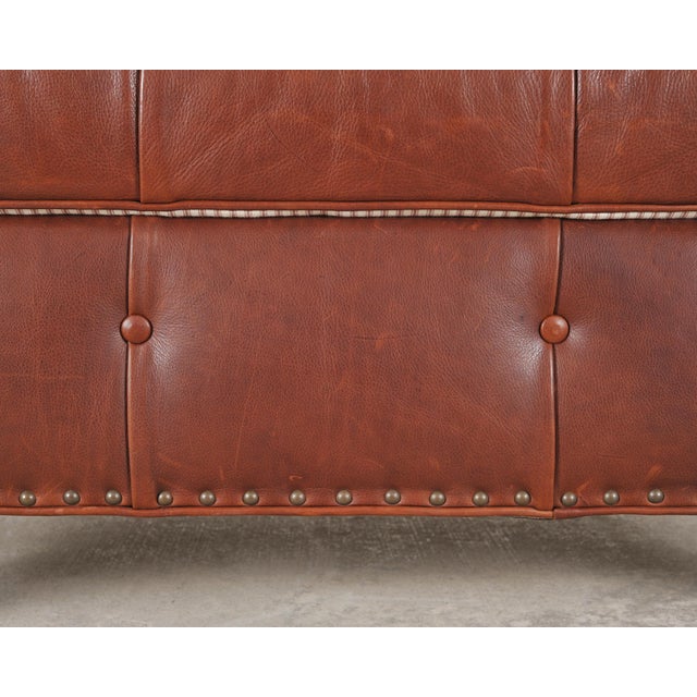 Ralph Lauren English Brierly Leather Writer's Ottoman 4 Ft For Sale - Image 12 of 18