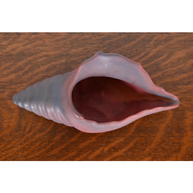 Van Briggle Van Briggle Arts & Crafts Shell Form Pink and Lavender Glazed Ceramic Planter For Sale - Image 4 of 12