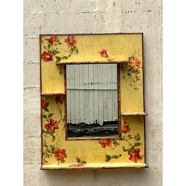 Vintage Boho Floating Floral Mirror For Sale In West Palm - Image 6 of 12