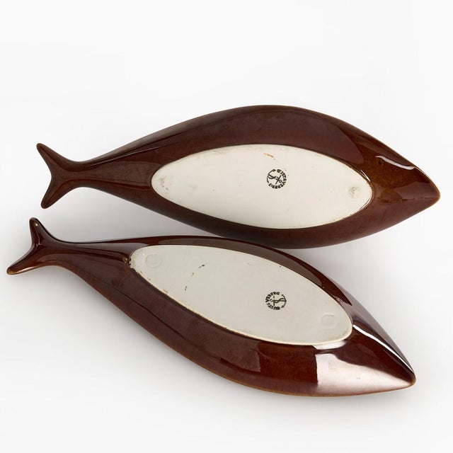 Fladen Fish Dishes by Stig Lindberg for Gustavsberg, Sweden, 1960s, Set of 2 For Sale - Image 4 of 5
