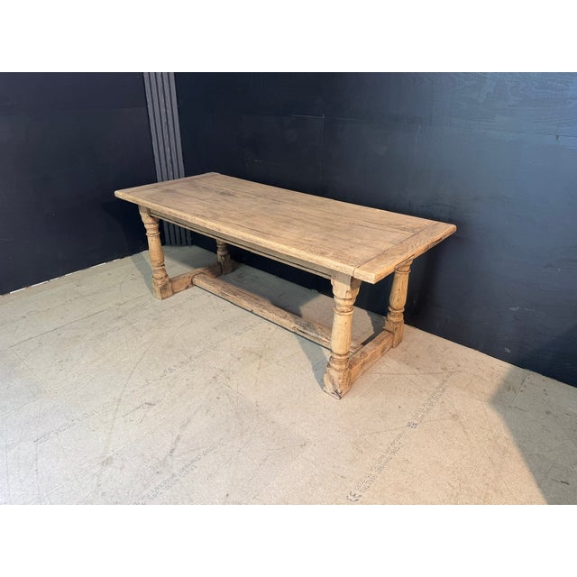 Bleached Oak Farmhouse Dining Table, 1920 For Sale - Image 4 of 18