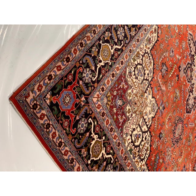 2000 - 2009 Red Color Fine Hand Knotted Silk & Wool Heriz Design 8'2'' X 11'7'' For Sale - Image 5 of 10