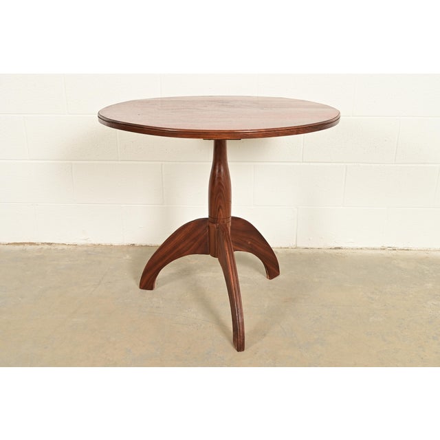 Early American Bench Made Sculpted Solid Walnut Pedestal Tea Table or Side Table For Sale - Image 9 of 10