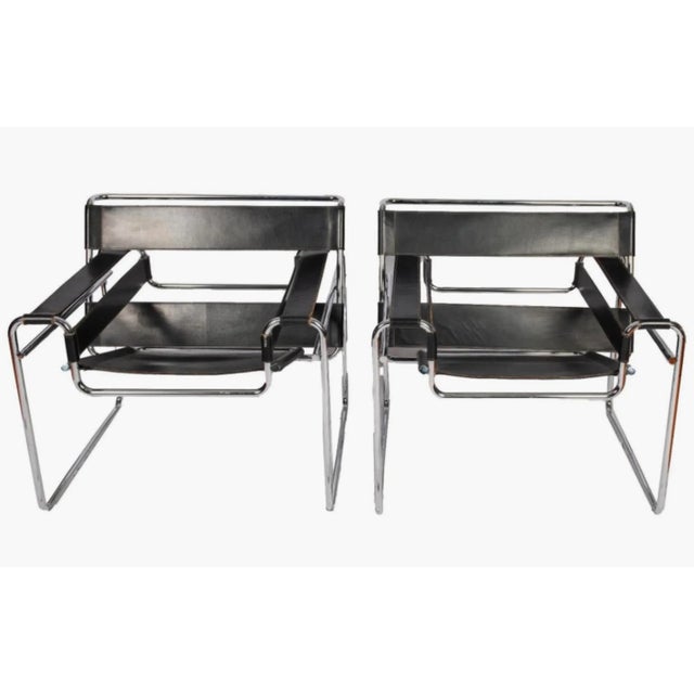 Vintage Pair of Wassily Style Armchairs For Sale - Image 4 of 4