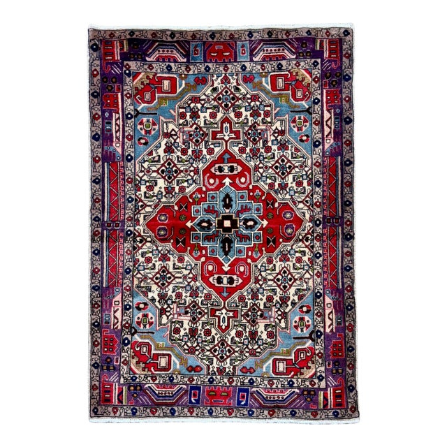Antique Persian Nahavand Hand-Knotted Rug 3'4" X 4'10" For Sale