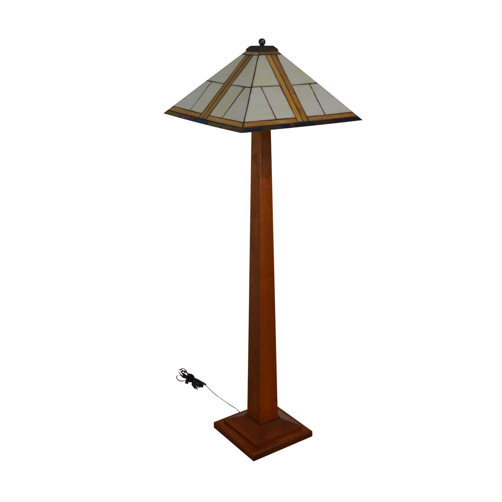 Stickley Mission Collection Cherry Square Base Floor Lamp With Art Glass Shade Chairish