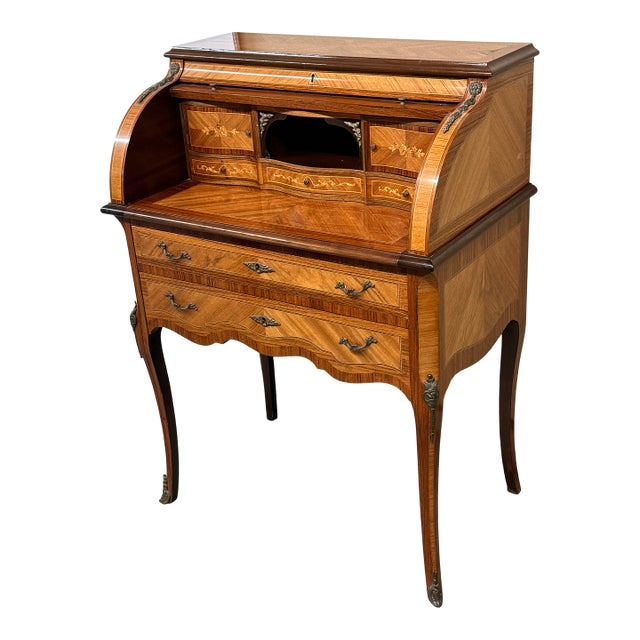 Louis XV Style Roll Top Writing Desk For Sale