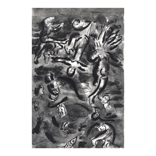 1960 Marc Chagall Héliogravure 6 "The Flood" From Dessins Pour La Bible For Sale