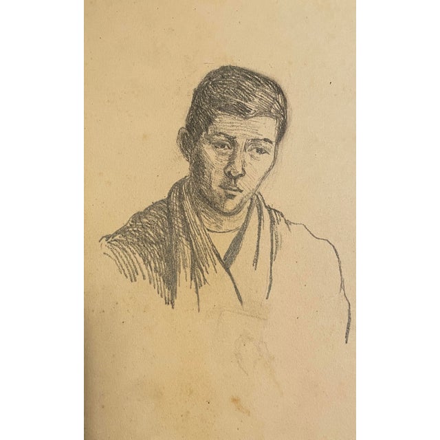 1907 drawing of a man from a group of drawings out of a 1907 sketchbook. The scenes are of Japan, some signed in English...