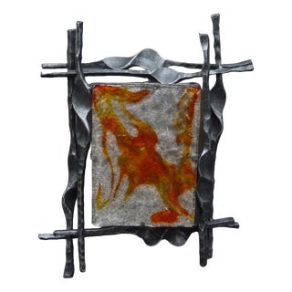 Large Brutalist Wrought Iron Wall Lamp attributed to Tom Ahlström, 1960s For Sale
