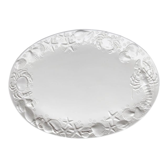 Late 20th Century Oval Ceramic Seafood Platter For Sale