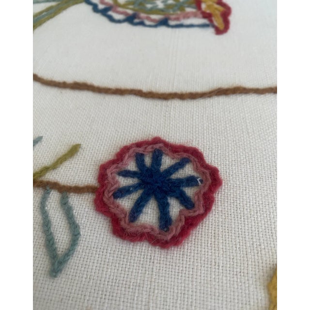 Textile 1970s Milo Baughman for Thayer Coggin Hand Embroidered Ottomans - A Pair For Sale - Image 7 of 12