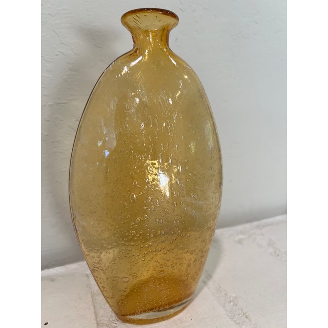 Set of 3 Hand-Blown Controlled Bubble Glass Vases Amber Amethyst Green For Sale In San Francisco - Image 6 of 12