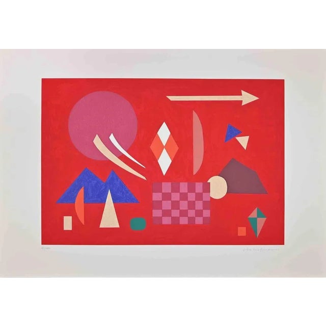 Red composition is an original contemporary artwork realized by Otto Hofmann in 1989. Mixed colored screen print. Hand...