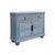 Oriental Floral Shabby Chic Rustic Light Blue High Credenza Cabinet For Sale - Image 10 of 10