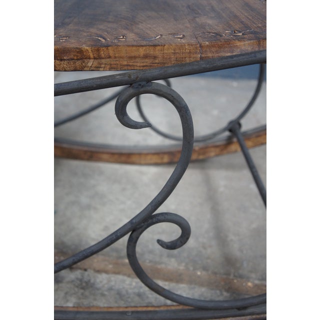 Late 20th Century Late 20th Century British Colonial Style Wrought Iron Carved Mahogany Rocking Armchair For Sale - Image 5 of 12