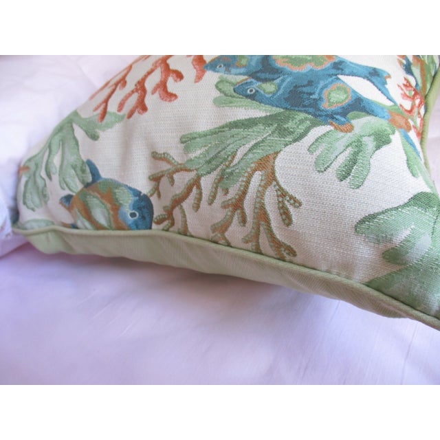 Coastal Vintage Coastal Rainbow Fish & Coral Design Feather & Down Throw Pillow For Sale - Image 3 of 8