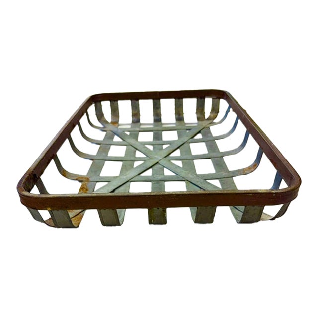 Early Galvanized Aluminum Tobacco Style Metal Basket For Sale