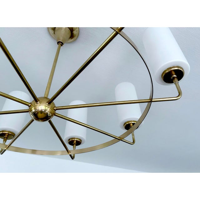 Large Vintage Italian Glass and Brass Chandelier, 1950s For Sale - Image 16 of 18