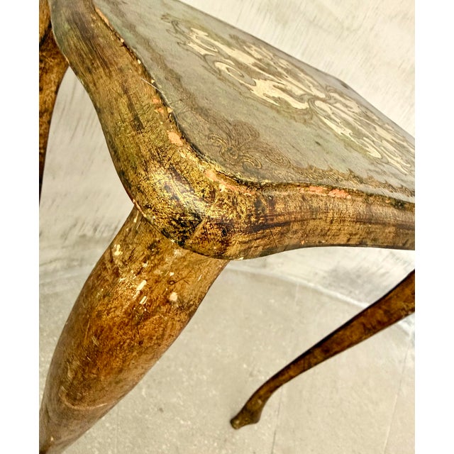 Vintage Mid-Century Italian Florentine Neoclassical Giltwood Rectangle Table With Cabriole Legs For Sale - Image 4 of 12