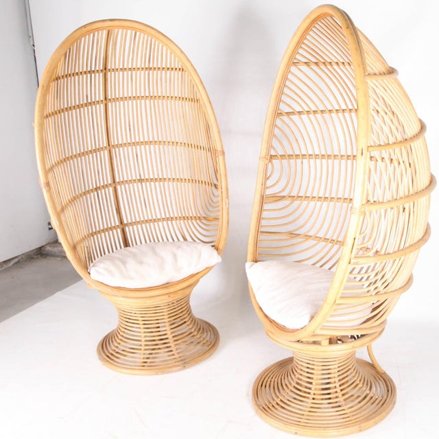 Rattan Egg Armchairs, 1970s, Set of 2 For Sale - Image 6 of 11