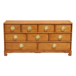 1970s Century Furniture Chin Hua 9-Drawer Dresser by Raymond Sobota – Asian-Inspired Mid-Century Modern Oak Credenza For Sale