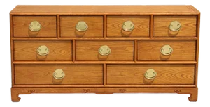 1970s Century Furniture Chin Hua 9-Drawer Dresser by Raymond Sobota – Asian-Inspired Mid-Century Modern Oak Credenza