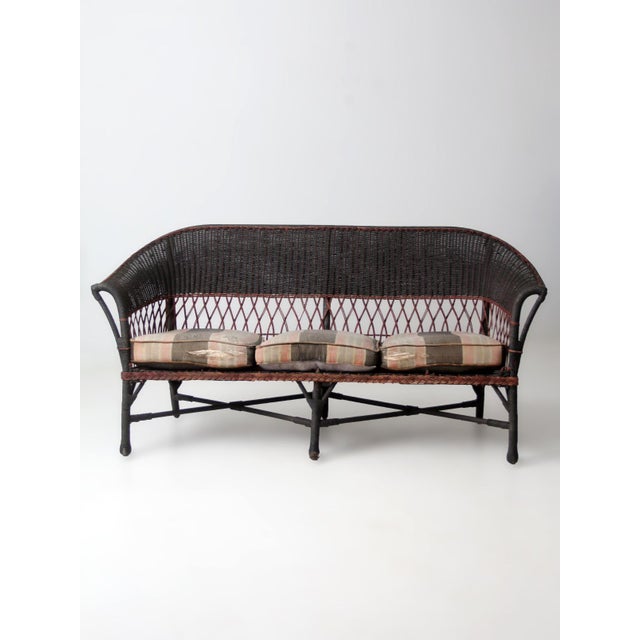 Farmhouse Early 20th Century American Wicker Sofa and Chair Set For Sale - Image 3 of 18