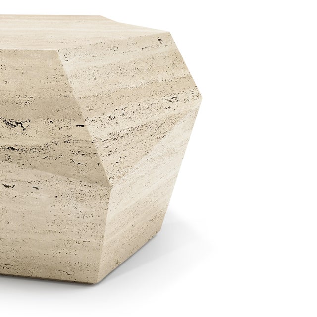 Three Rocks Medium Coffee Table in Roman Travertine Stone from Insidherland, in New conditions. Designed from 2000 Labeled...