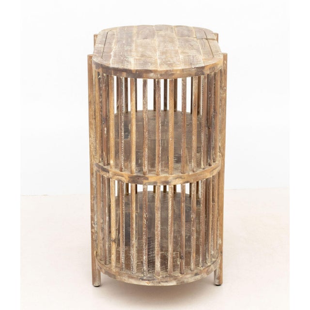 Tan Mid-Century Modern Style Two-Tier Wood Console Table For Sale - Image 8 of 9