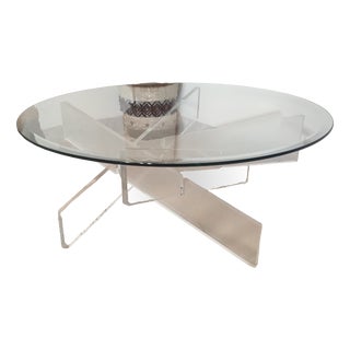 Glass Coffee Table with Acrylic Glass Base For Sale