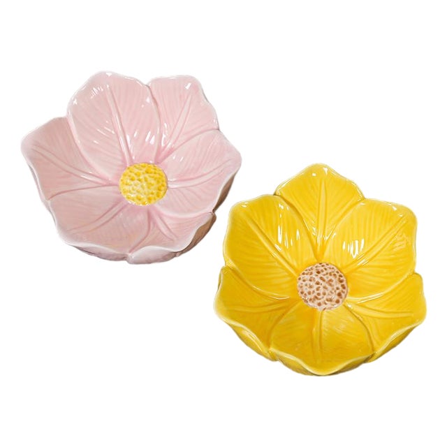 Rustic European Petal-Shaped Ceramic Small Bowl - Pair For Sale