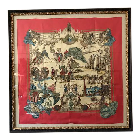 Hermes French Silk Scarf Framed Art For Sale