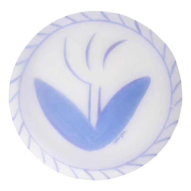 Kosta Boda Blue Tulip Glass Plate by Ulrica Hydman Vallien For Sale