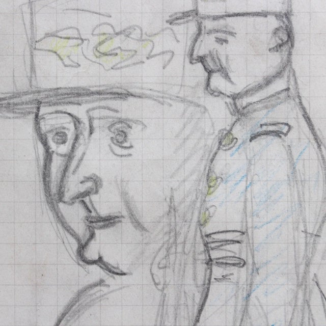 Auguste Chabaud, Mon Colonel, 1910s, Pencil & Crayon on Paper, Framed For Sale - Image 7 of 14
