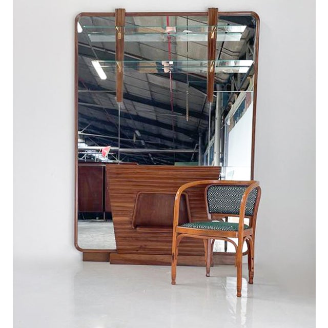 1940s Mid-Century Mirror Console in Walnut, Italy, 1940s For Sale - Image 5 of 6