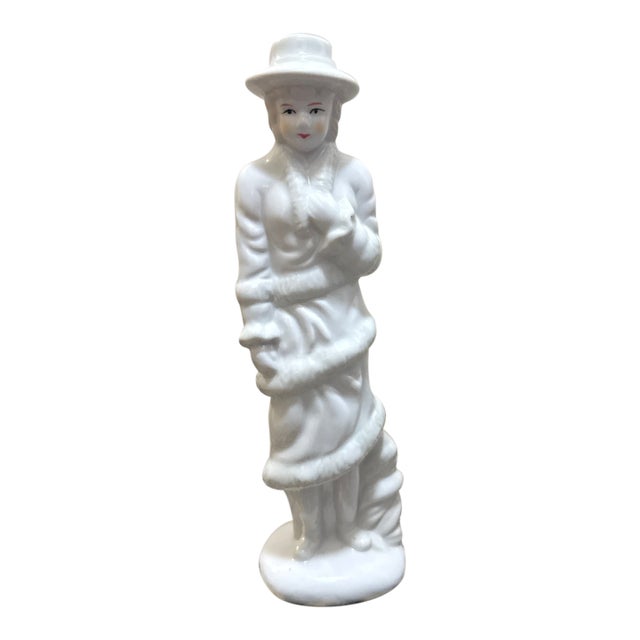Porcelain Flapper Women in Jacket Figurine For Sale