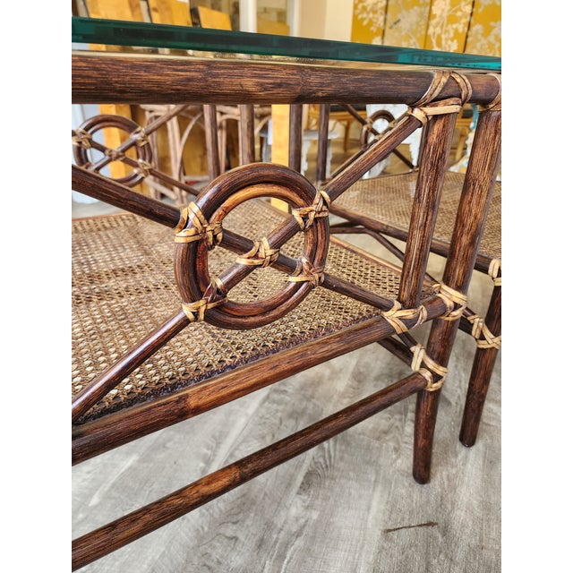 Late 20th Century McGuire Rattan Target Design Occasional Table - Pair ...