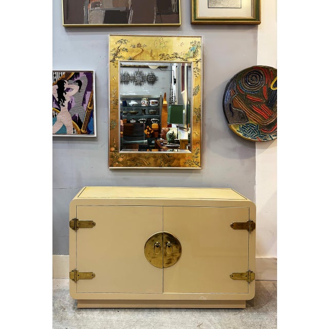 Chinoiserie LaBarge Elgomise Chinnoiserie Reverse Gold Painted Mirror, 1986 For Sale - Image 3 of 18